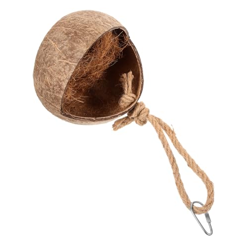VANZACK Kokosnuss Vogelnest Hängend Naturbett Für Papageien Sittiche Singvögel Als Schlafplatz Spielzeug Mit Aufhängeschlaufe Für Kleine Mittelgroße Vögel von VANZACK