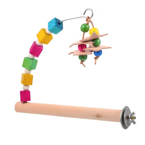 VANZACK Papagei Spielzeug Mit Holzstand Und Kaublöcken Beschäftigung Für Kleine Vögel Installieren Fördert Balance Und Spielspaß Im Käfig von VANZACK