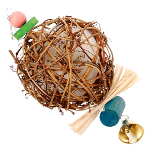 VANZACK Papageien Spielzeug Aus Rattan Kauspielzeug Für Vögel Zum Beißen Und Spielen Hängendes Knabberspielzeug Für Vogelkäfige Höhe von VANZACK