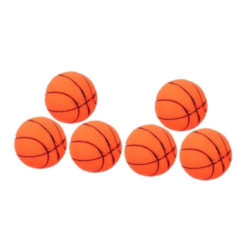 VANZACK 6stücke Quietschspielzeug Für Hunde Aus Vinyl Interaktiver Hundeball Kauspielzeug Für Kleine Haustiere Und Welpen Basketballform Mit Quietschgeräusch Langlebiges Spielzubehör von VANZACK