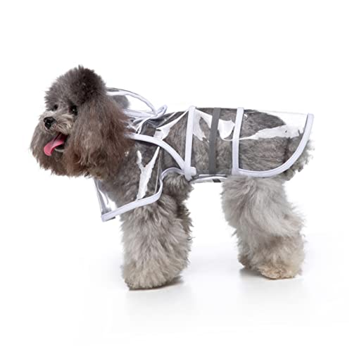 VANZACK Regenmantel für Haustiere Hundemäntel für große Hunde Haube für Hunde Doggie Regenmantel Rassen Brust wimperntusche Regenjacke für Hund Haustier reflektierender Weiß von VANZACK