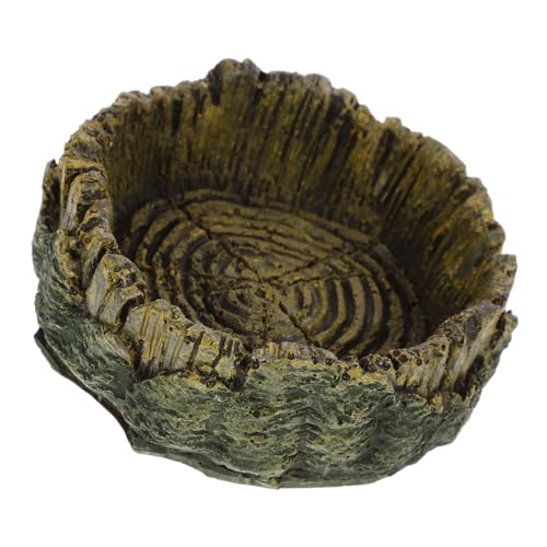 VANZACK Schildkrötenfutternapf Reptilienfutternapf Harz Schlangenwasser Schildkrötenschale Holzmaserung Design von VANZACK
