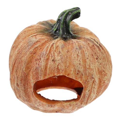 VANZACK Reptilienversteck aus Harz Kürbis Form Kleines Terrarium Unterschlupf Multifunktionales Versteck für Eidechsen Spinnen und Hamster Halloween Deko für Innen und Garten von VANZACK