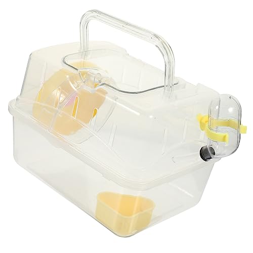 VANZACK -Schiebedach -Käfig Hamsterkäfig Hamster gehege Nagetierkäfig Hamsterflugbox Bin Cage Hamster tragbar Haustier badewanne Reise Hamsterkoffer Hamster tragen Abs Yellow von VANZACK