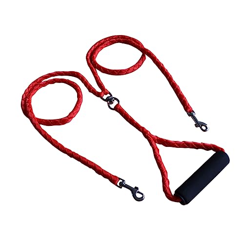 VANZACK Traktionsseil umgehen Dual Welpe handhaben Haustier klein Mittel doppelte hundeleine hundegurt hundegürtel hundezubehör hundelaufband Doppelleine hundeaccessoires Rosa von VANZACK