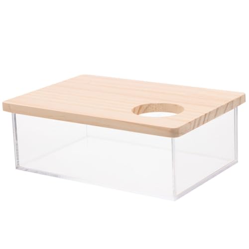 VANZACK Transparentes Hamster Sandbad Mittlere mit Gelbem Deckel Sandbadbehälter für Kleine Haustiere Wie Hamster und Chinchilla Praktisches und Elegantes Sandbadehaus für Käfige von VANZACK