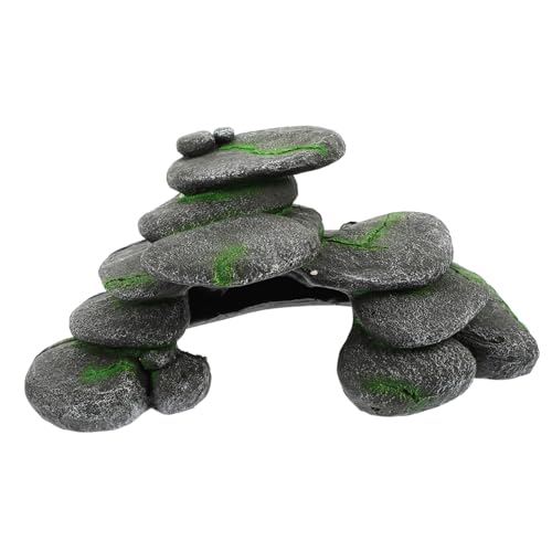 VANZACK Turtle Hiding Craft Basking Platform Reptile Tank Decoration Simulated Cobblestone Versteck für Wasserschildkröten Frösche Eidechsen und Kriechtiere Langlebig und Farblich von VANZACK