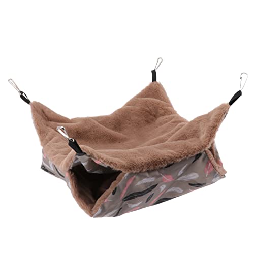 VANZACK Warme Hängematte Haustiere klein Vlies hängend meerschweinchen versteck hamsterbett Hamster schaukel tierbett Hamster-Plüsch-Hängematte warme Haustierhängematte Polyester Brown von VANZACK