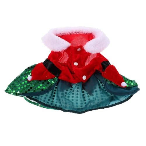 VANZACK Weihnachtliches Haustierkleid Winterfestes Hund Katzenoutfit mit Glitzernden Weihnachtsbaum-Pailletten Rotes Tüllkleid für Festliche Partys und Feiertagsfeiern von VANZACK