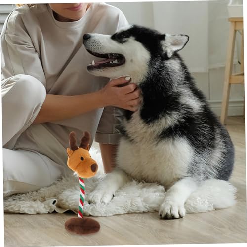 VANZACK Weihnachtliches Quietschspielzeug für Kleine Hunde Robustes Plüsch Kauspielzeug Interaktives Elch Design Waschbar für Spielerisches Beißen und von VANZACK