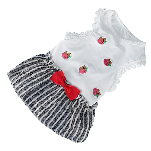 VANZACK mit Erdbeer Muster Gestreifter Atmungsaktiver Leichtes Sommer Outfit für Kleine Hunde Xs Bequem für und Partys von VANZACK