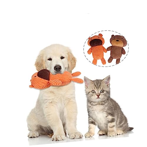 VANZACK Plüschspielzeug Für Hunde Und Katzen Cartoon-bär Mit Geräuschfunktion Langlebig Und Für Kauspiel Und Spiel Orange von VANZACK