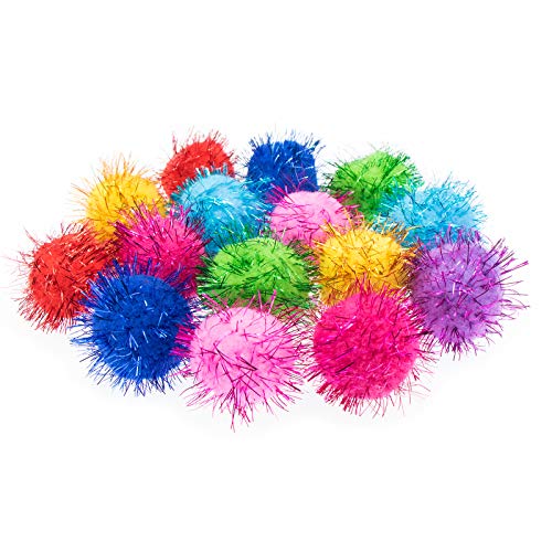 VAPKER 30 Stück 1.5" Verschiedene Farbe Sparkle Balls Katze Lieblingsspielzeug Tinsel Pom Pom Poms Glitter von VAPKER