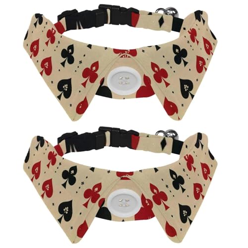 2 Stück Katzen- und Hundefliege Verstellbarer Halsband für Haustiere Bowknot Smoking Formale Nackenband für Jungen Mädchen Welpen Kätzchen Hochzeit Geburtstag Pokerkarte Herzen und Clubs von VAPOKF
