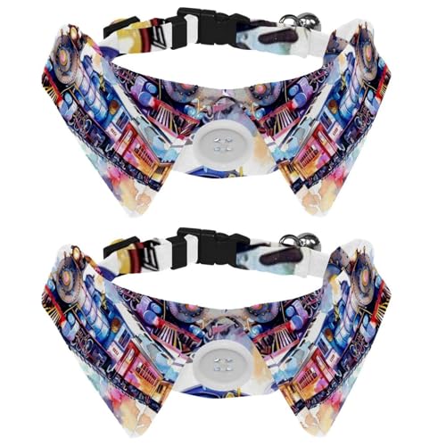 2 Stück Katzen- und Hundefliege Verstellbarer Halsband für Haustiere Fliege Smoking Formale Nackenband für Jungen Mädchen Welpen Kätzchen Hochzeit Geburtstag - Aquarell Vintage Zug 2 Stück Katzen- und Hundefliege Verstellbarer Halsband für Haustiere Fliege Smoking Formale Nackenband für Jungen Mädchen Welpen Kätzchen Hochzeit Geburtstag - Aquarell Vintage Zug von VAPOKF