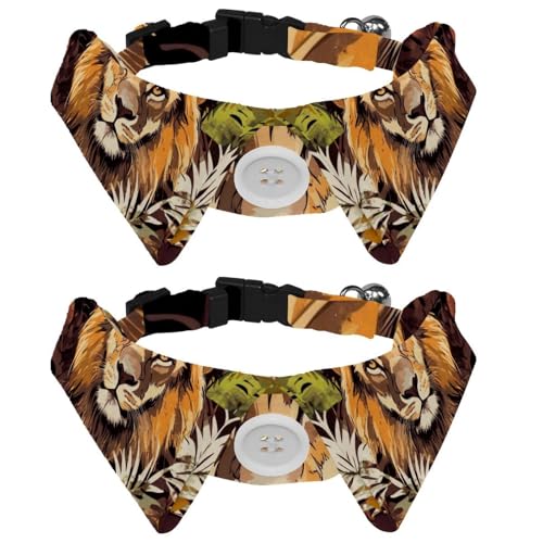2 Stück Katzen- und Hundefliege Verstellbarer Halsband für Haustiere Fliege Smoking Formale Nackenband für Jungen Mädchen Welpen Kätzchen Hochzeit Geburtstag - Löwe Palmblätter 2 Stück Katzen- und Hundefliege Verstellbarer Halsband für Haustiere Fliege Smoking Formale Nackenband für Jungen Mädchen Welpen Kätzchen Hochzeit Geburtstag - Löwe Palmblätter von VAPOKF