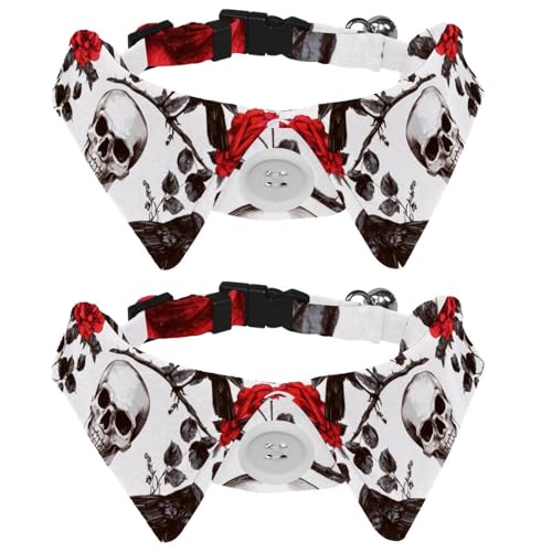 2 Stück Katzen- und Hundefliege Verstellbarer Halsband für Haustiere Fliege Smoking Formale Nackenband für Jungen Mädchen Welpen Kätzchen Hochzeit Geburtstag - Rosenzweige Krähen Schädel 2 Stück Katzen- und Hundefliege Verstellbarer Halsband für Haustiere Fliege Smoking Formale Nackenband für Jungen Mädchen Welpen Kätzchen Hochzeit Geburtstag - Rosenzweige Krähen Schädel von VAPOKF