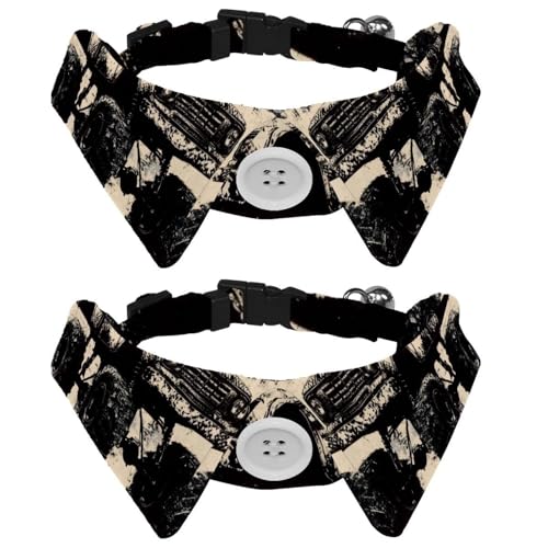2 Stück Katzen- und Hundefliege Verstellbarer Halsband für Haustiere Fliege Smoking Formale Nackenband für Jungen Mädchen Welpen Kätzchen Hochzeit Geburtstag Schwarzes Monster Auto Grunge von VAPOKF