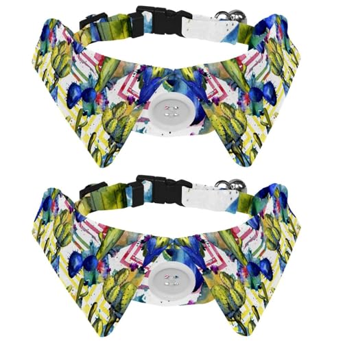 2 x Fliege für Katzen und Hunde, verstellbares Haustierhalsband, Fliege, Smoking, formelle Krawatte für Jungen, Mädchen, Welpen, Kätzchen, Hochzeit, Geburtstag, Aquarell, Wildblumenkaktus 2 x Fliege für Katzen und Hunde, verstellbares Haustierhalsband, Fliege, Smoking, formelle Krawatte für Jungen, Mädchen, Welpen, Kätzchen, Hochzeit, Geburtstag, Aquarell, Wildblumenkaktus von VAPOKF