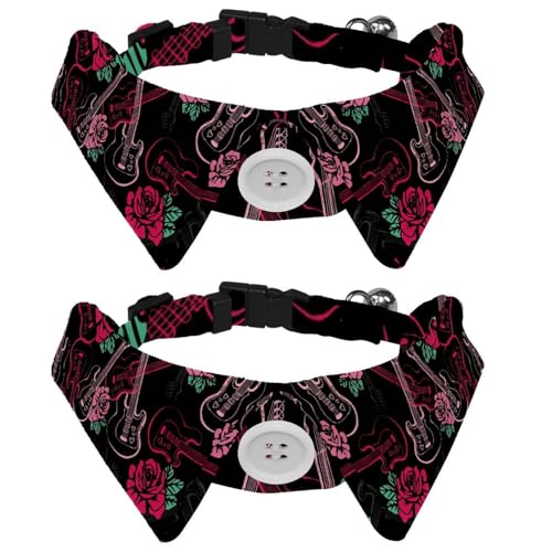 2 x Fliege für Katzen und Hunde, verstellbares Haustierhalsband, Fliege, Smoking, formelle Krawatte für Jungen, Mädchen, Welpen, Kätzchen, Hochzeit, Geburtstag, Gitarren und Rosen 2 x Fliege für Katzen und Hunde, verstellbares Haustierhalsband, Fliege, Smoking, formelle Krawatte für Jungen, Mädchen, Welpen, Kätzchen, Hochzeit, Geburtstag, Gitarren und Rosen von VAPOKF