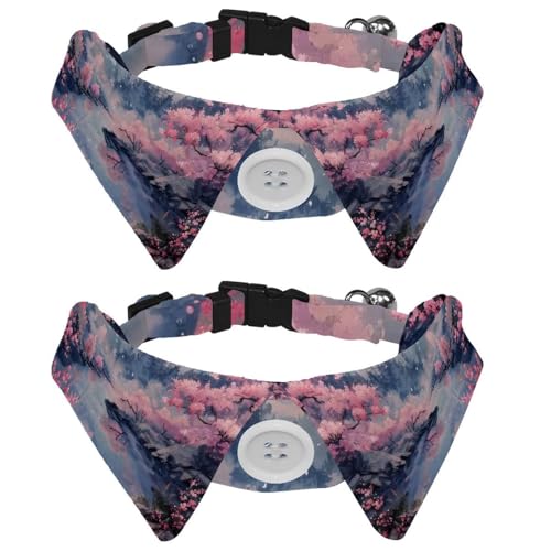 2 x Fliege für Katzen und Hunde, verstellbares Haustierhalsband, Fliege, Smoking, formelle Krawatte für Jungen, Mädchen, Welpen, Kätzchen, Hochzeit, Geburtstag, Kirschblüten-See-Malerei 2 x Fliege für Katzen und Hunde, verstellbares Haustierhalsband, Fliege, Smoking, formelle Krawatte für Jungen, Mädchen, Welpen, Kätzchen, Hochzeit, Geburtstag, Kirschblüten-See-Malerei von VAPOKF