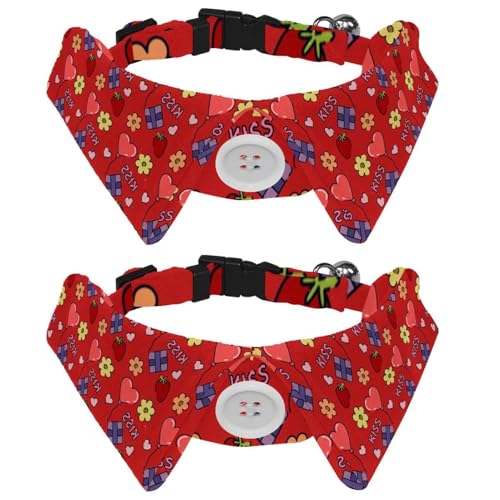 2 x Fliege für Katzen und Hunde, verstellbares Haustierhalsband, Fliege, Smoking, formelle Krawatte für Jungen, Mädchen, Welpen, Kätzchen, Hochzeit, Geburtstag, Kuss, Liebe, Erdbeerballon 2 x Fliege für Katzen und Hunde, verstellbares Haustierhalsband, Fliege, Smoking, formelle Krawatte für Jungen, Mädchen, Welpen, Kätzchen, Hochzeit, Geburtstag, Kuss, Liebe, Erdbeerballon von VAPOKF