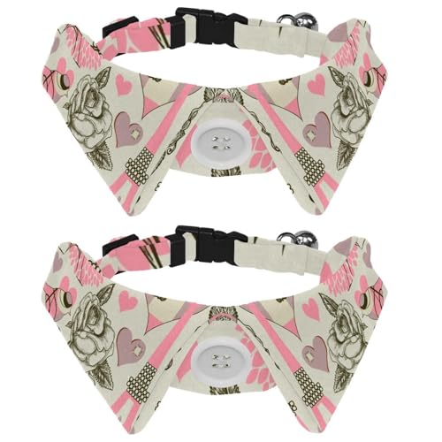 2 x Fliege für Katzen und Hunde, verstellbares Haustierhalsband, Fliege, Smoking, formelle Krawatte für Jungen, Mädchen, Welpen, Kätzchen, Hochzeit, Geburtstag, Pariser Turm, Rose, Herz, Vogel 2 x Fliege für Katzen und Hunde, verstellbares Haustierhalsband, Fliege, Smoking, formelle Krawatte für Jungen, Mädchen, Welpen, Kätzchen, Hochzeit, Geburtstag, Pariser Turm, Rose, Herz, Vogel von VAPOKF