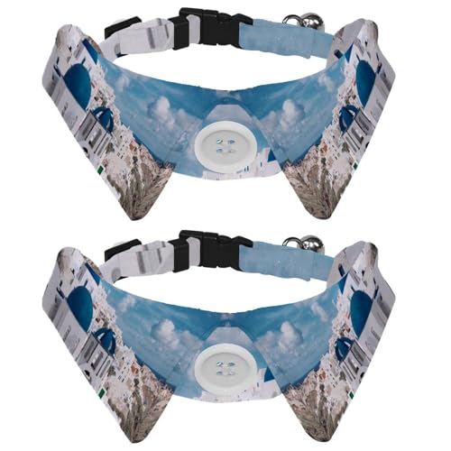 2 x Fliege für Katzen und Hunde, verstellbares Haustierhalsband, Fliege, Smoking, formelle Krawatte für Jungen, Mädchen, Welpen, Kätzchen, Hochzeit, Geburtstag, Santorini Building Blue Sky 2 x Fliege für Katzen und Hunde, verstellbares Haustierhalsband, Fliege, Smoking, formelle Krawatte für Jungen, Mädchen, Welpen, Kätzchen, Hochzeit, Geburtstag, Santorini Building Blue Sky von VAPOKF