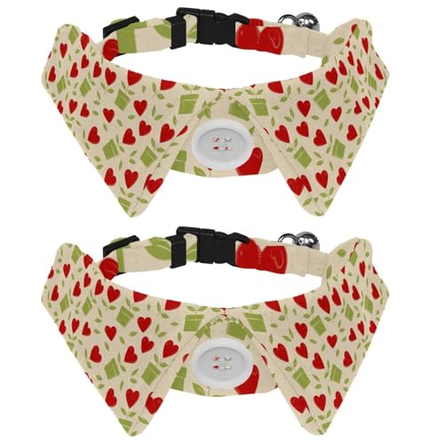 2 x Fliege für Katzen und Hunde, verstellbares Haustierhalsband, Fliege, Smoking, formelle Krawatte für Jungen, Mädchen, Welpen, Kätzchen, Hochzeit, Geburtstag, Vintage-Herzmuster 2 x Fliege für Katzen und Hunde, verstellbares Haustierhalsband, Fliege, Smoking, formelle Krawatte für Jungen, Mädchen, Welpen, Kätzchen, Hochzeit, Geburtstag, Vintage-Herzmuster von VAPOKF
