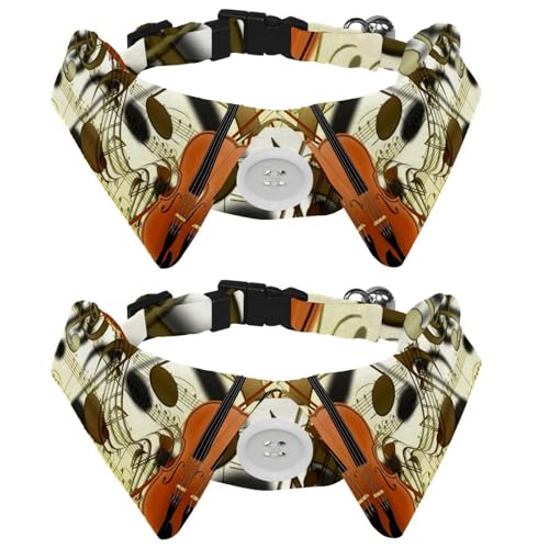 2 x Fliege für Katzen und Hunde, verstellbares Haustierhalsband, Fliege, Smoking, formelle Krawatte für Jungen, Mädchen, Welpen, Kätzchen, Hochzeit, Geburtstag, Violine, Musiknoten 2 x Fliege für Katzen und Hunde, verstellbares Haustierhalsband, Fliege, Smoking, formelle Krawatte für Jungen, Mädchen, Welpen, Kätzchen, Hochzeit, Geburtstag, Violine, Musiknoten von VAPOKF