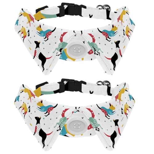 2 x Fliege für Katzen und Hunde, verstellbares Haustierhalsband, Fliege, Smoking, formelle Krawatte für Jungen, Mädchen, Welpen, Kätzchen, Hochzeit, Geburtstag, buntes Cartoon-Hunde-Welpen-Muster 2 x Fliege für Katzen und Hunde, verstellbares Haustierhalsband, Fliege, Smoking, formelle Krawatte für Jungen, Mädchen, Welpen, Kätzchen, Hochzeit, Geburtstag, buntes Cartoon-Hunde-Welpen-Muster von VAPOKF