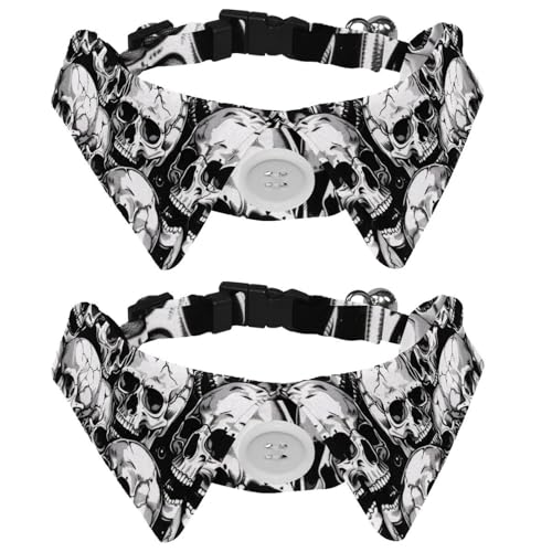 2 x Fliege für Katzen und Hunde, verstellbares Haustierhalsband, Fliege, Smoking, formelle Krawatte für Jungen, Mädchen, Welpen, Kätzchen, Hochzeit, Geburtstag, menschliche Totenköpfe 2 x Fliege für Katzen und Hunde, verstellbares Haustierhalsband, Fliege, Smoking, formelle Krawatte für Jungen, Mädchen, Welpen, Kätzchen, Hochzeit, Geburtstag, menschliche Totenköpfe von VAPOKF