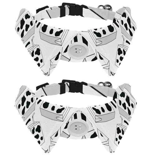 2 x Fliege für Katzen und Hunde, verstellbares Haustierhalsband, Fliege, Smoking, formelle Krawatte für Jungen, Mädchen, Welpen, Kätzchen, Hochzeit, Geburtstag, schwarze Kuh-Aufdrucke, Milch 2 x Fliege für Katzen und Hunde, verstellbares Haustierhalsband, Fliege, Smoking, formelle Krawatte für Jungen, Mädchen, Welpen, Kätzchen, Hochzeit, Geburtstag, schwarze Kuh-Aufdrucke, Milch von VAPOKF
