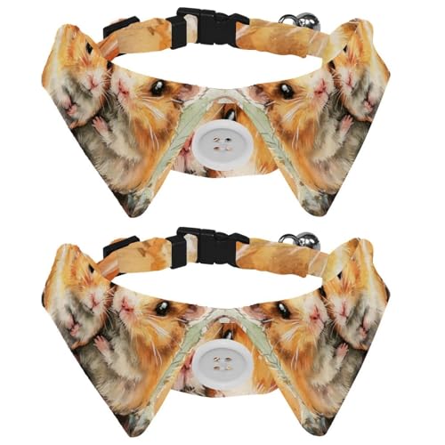2 x Fliege für Katzen und Hunde, verstellbares Haustierhalsband, Fliege, Smoking, formelle Krawatte für Jungen, Mädchen, Welpen, Kätzchen, Hochzeit, Geburtstag, zwei Hamster, Aquarell 2 x Fliege für Katzen und Hunde, verstellbares Haustierhalsband, Fliege, Smoking, formelle Krawatte für Jungen, Mädchen, Welpen, Kätzchen, Hochzeit, Geburtstag, zwei Hamster, Aquarell von VAPOKF
