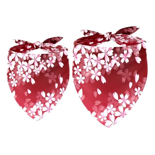 2 x Hundehalstuch, Motiv: Kirsche, Frühlingsblumen, Mädchen, Jungen, Halstuch, Zubehör für kleine, mittelgroße und große Hunde, Welpen, Katzen, Haustiere von VAPOKF