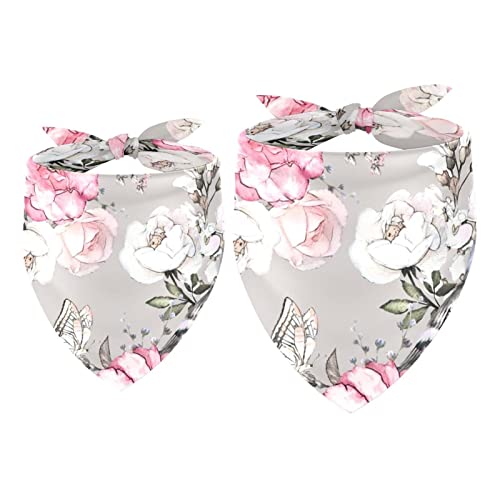 2er-Pack Hundehalstücher Fink-Vogel-Schmetterling auf rosa weißer Rose Mädchen-Jungen-Lätzchen, Hundeschal, Kopftuch, Zubehör für kleine, mittelgroße und große Hunde, Welpen, Katzen, Haustiere 2er-Pack Hundehalstücher Fink-Vogel-Schmetterling auf rosa weißer Rose Mädchen-Jungen-Lätzchen, Hundeschal, Kopftuch, Zubehör für kleine, mittelgroße und große Hunde, Welpen, Katzen, Haustiere von VAPOKF