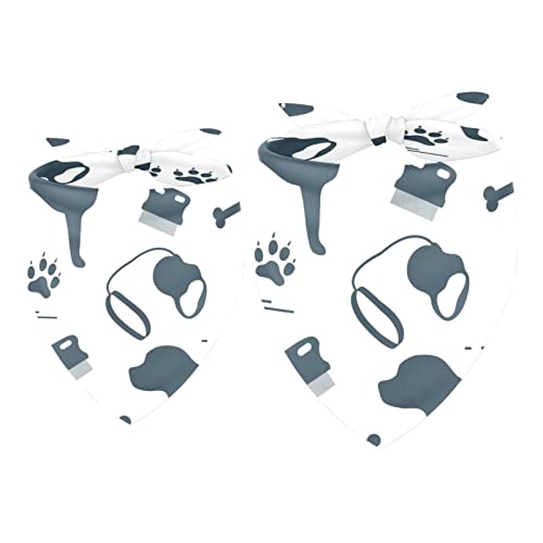 2er-Pack Hundehalstücher Hundenapf-Knochen-Fußabdrücke-Silhouette Mädchen-Jungen-Lätzchen, Hundeschal, Kopftuch, Zubehör für kleine, mittelgroße und große Hunde, Welpen, Katzen, Haustiere von VAPOKF