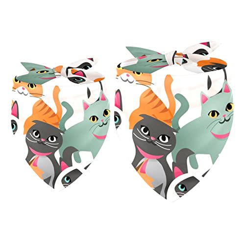 2er-Pack Hundehalstücher Süße Katzen und Kätzchen Mädchen-Jungen-Lätzchen, Hundeschal, Kopftuch, Zubehör für kleine, mittelgroße und große Hunde, Welpen, Katzen, Haustiere von VAPOKF