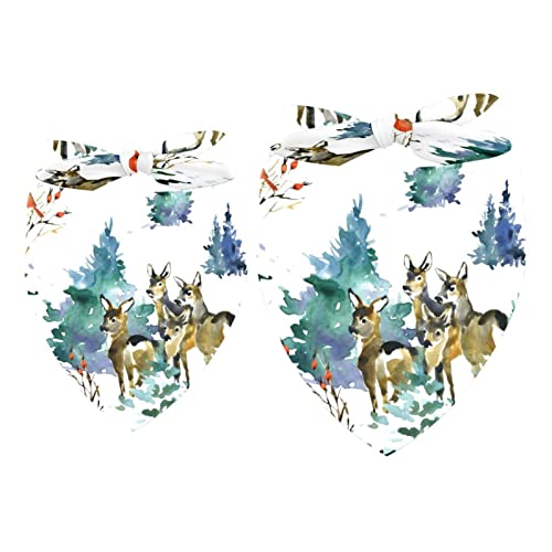 2er-Pack Hundehalstücher Winterwald-Vogel-Hirsch-Holzhütte Mädchen-Jungen-Lätzchen, Hundeschal, Kopftuch, Zubehör für kleine, mittelgroße und große Hunde, Welpen, Katzen, Haustiere 2er-Pack Hundehalstücher Winterwald-Vogel-Hirsch-Holzhütte Mädchen-Jungen-Lätzchen, Hundeschal, Kopftuch, Zubehör für kleine, mittelgroße und große Hunde, Welpen, Katzen, Haustiere von VAPOKF