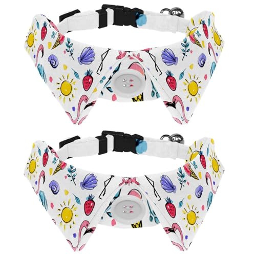 Fliege für Katzen und Hunde, verstellbar, für Jungen, Mädchen, Welpen, Kätzchen, Hochzeit, Geburtstag, Aquarell, Flamingo, Schnecke, Sonne, Sommer, 2 Stück Fliege für Katzen und Hunde, verstellbar, für Jungen, Mädchen, Welpen, Kätzchen, Hochzeit, Geburtstag, Aquarell, Flamingo, Schnecke, Sonne, Sommer, 2 Stück von VAPOKF