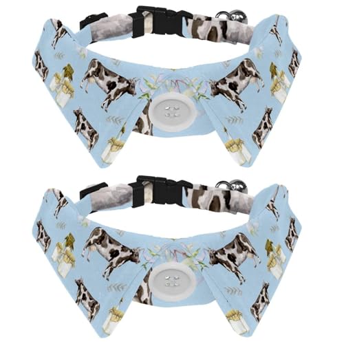 Fliege für Katzen und Hunde, verstellbar, für Jungen, Mädchen, Welpen, Kätzchen, Hochzeit, Geburtstag, Aquarell, Kuh und Milch, 2 Stück Fliege für Katzen und Hunde, verstellbar, für Jungen, Mädchen, Welpen, Kätzchen, Hochzeit, Geburtstag, Aquarell, Kuh und Milch, 2 Stück von VAPOKF