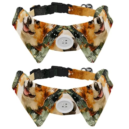 Fliege für Katzen und Hunde, verstellbar, für Jungen, Mädchen, Welpen, Kätzchen, Hochzeit, Geburtstag, Aquarell, Weihnachten, Corgi, Hund, 2 Stück Fliege für Katzen und Hunde, verstellbar, für Jungen, Mädchen, Welpen, Kätzchen, Hochzeit, Geburtstag, Aquarell, Weihnachten, Corgi, Hund, 2 Stück von VAPOKF