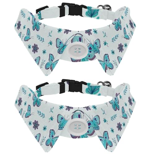 Fliege für Katzen und Hunde, verstellbar, für Jungen, Mädchen, Welpen, Kätzchen, Hochzeit, Geburtstag, Blau, Schmetterlinge, Weidenblumen, 2 Stück Fliege für Katzen und Hunde, verstellbar, für Jungen, Mädchen, Welpen, Kätzchen, Hochzeit, Geburtstag, Blau, Schmetterlinge, Weidenblumen, 2 Stück von VAPOKF
