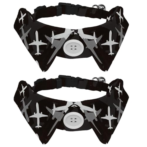 Fliege für Katzen und Hunde, verstellbar, für Jungen, Mädchen, Welpen, Kätzchen, Hochzeit, Geburtstag, Flugzeug-Silhouette, 2 Stück Fliege für Katzen und Hunde, verstellbar, für Jungen, Mädchen, Welpen, Kätzchen, Hochzeit, Geburtstag, Flugzeug-Silhouette, 2 Stück von VAPOKF