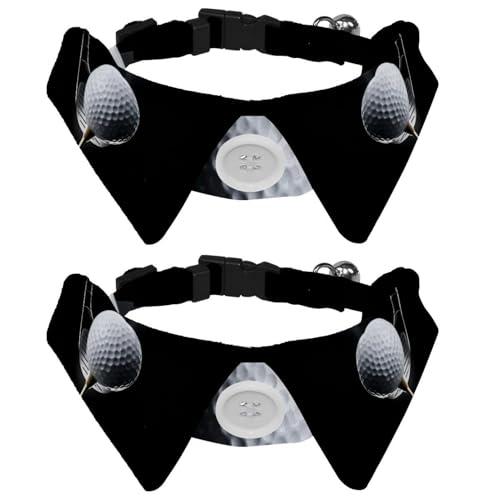 Fliege für Katzen und Hunde, verstellbar, für Jungen, Mädchen, Welpen, Kätzchen, Hochzeit, Geburtstag, Golfball am T-Shirt mit Schläger im Rampenlicht, 2 Stück Fliege für Katzen und Hunde, verstellbar, für Jungen, Mädchen, Welpen, Kätzchen, Hochzeit, Geburtstag, Golfball am T-Shirt mit Schläger im Rampenlicht, 2 Stück von VAPOKF