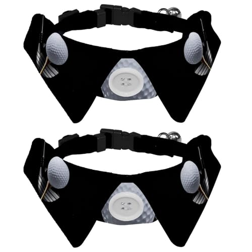 Fliege für Katzen und Hunde, verstellbar, für Jungen, Mädchen, Welpen, Kätzchen, Hochzeit, Geburtstag, Golfball am T-Shirt mit Schläger im Rampenlicht, 2 Stück Fliege für Katzen und Hunde, verstellbar, für Jungen, Mädchen, Welpen, Kätzchen, Hochzeit, Geburtstag, Golfball am T-Shirt mit Schläger im Rampenlicht, 2 Stück von VAPOKF