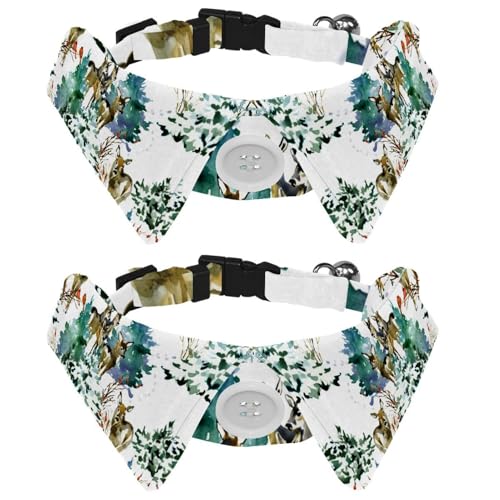 Fliege für Katzen und Hunde, verstellbar, für Jungen, Mädchen, Welpen, Kätzchen, Hochzeit, Geburtstag, Winter, Wald, Vogel, Hirsch, Holzhütte, 2 Stück Fliege für Katzen und Hunde, verstellbar, für Jungen, Mädchen, Welpen, Kätzchen, Hochzeit, Geburtstag, Winter, Wald, Vogel, Hirsch, Holzhütte, 2 Stück von VAPOKF