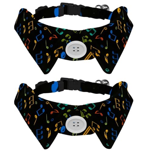 Fliege für Katzen und Hunde, verstellbar, für Jungen, Mädchen, Welpen, Kätzchen, Hochzeit, Geburtstag, farbige Musiknoten, 2 Stück Fliege für Katzen und Hunde, verstellbar, für Jungen, Mädchen, Welpen, Kätzchen, Hochzeit, Geburtstag, farbige Musiknoten, 2 Stück von VAPOKF