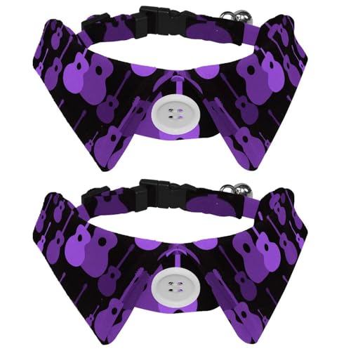 Fliege für Katzen und Hunde, verstellbar, für Jungen, Mädchen, Welpen, Kätzchen, Hochzeit, Geburtstag, klassisches Instrument, Gitarre, violettes Muster, 2 Stück Fliege für Katzen und Hunde, verstellbar, für Jungen, Mädchen, Welpen, Kätzchen, Hochzeit, Geburtstag, klassisches Instrument, Gitarre, violettes Muster, 2 Stück von VAPOKF