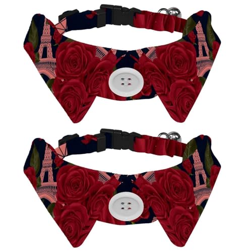 Fliege für Katzen und Hunde, verstellbar, für Jungen, Mädchen, Welpen, Kätzchen, Hochzeit, Geburtstag, rote Rosen und Eifelturm, Paris Fliege für Katzen und Hunde, verstellbar, für Jungen, Mädchen, Welpen, Kätzchen, Hochzeit, Geburtstag, rote Rosen und Eifelturm, Paris von VAPOKF